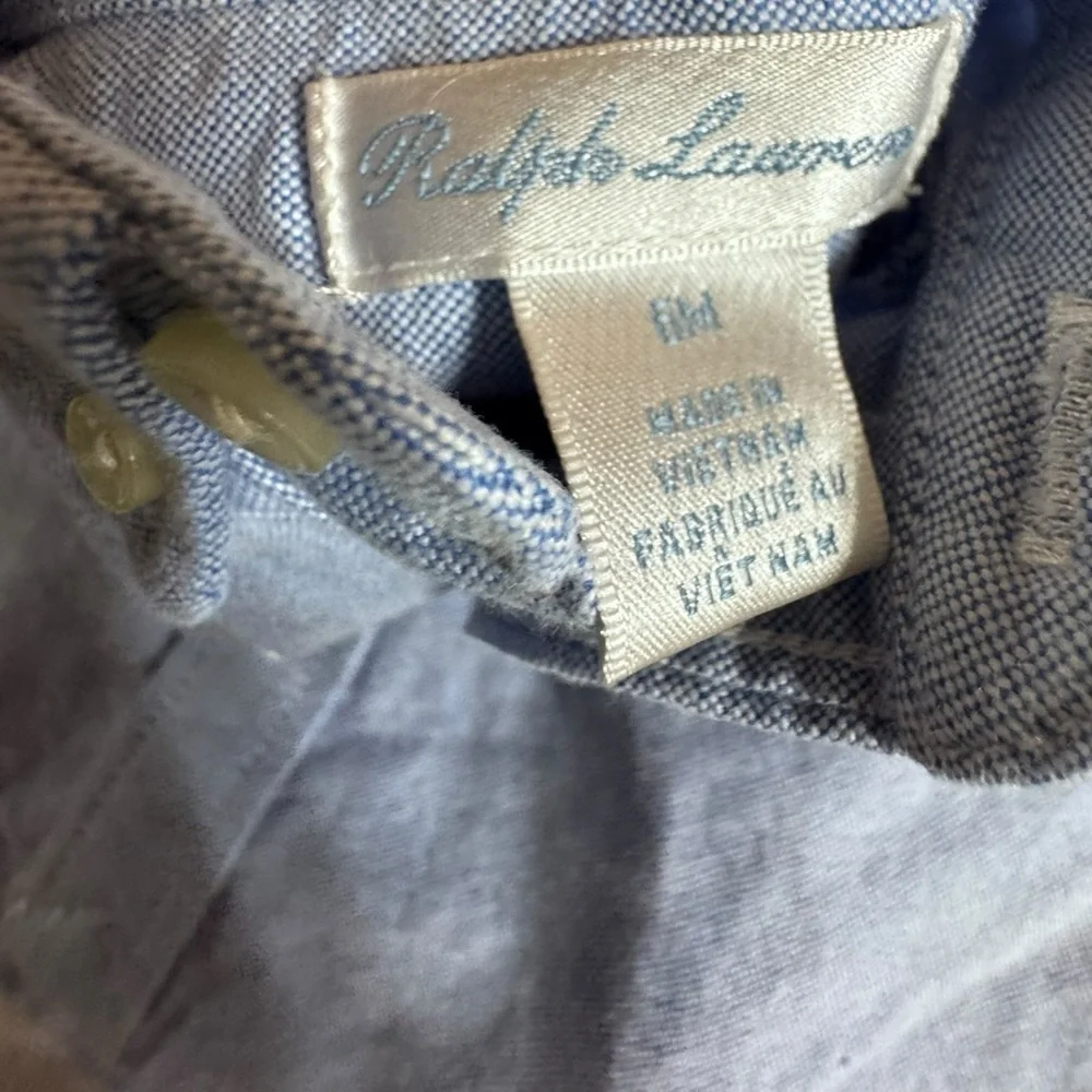 2 pc Infant boy outfit, blue  shirt, tan pants